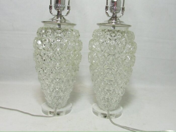 pair of french art deco style glass lamps 7050