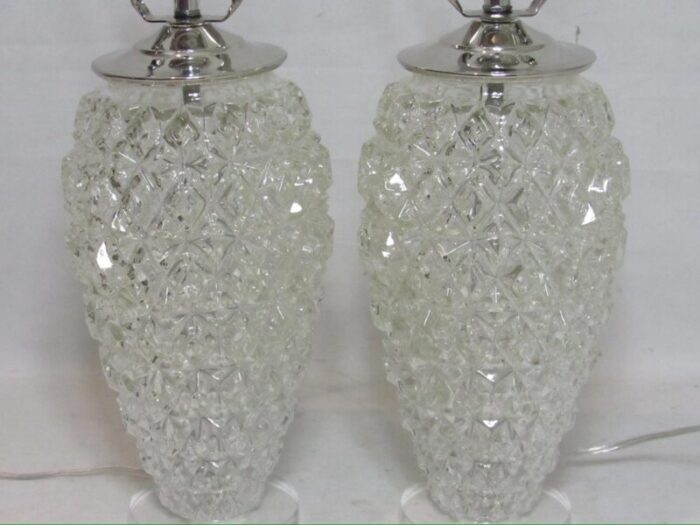 pair of french art deco style glass lamps 8569