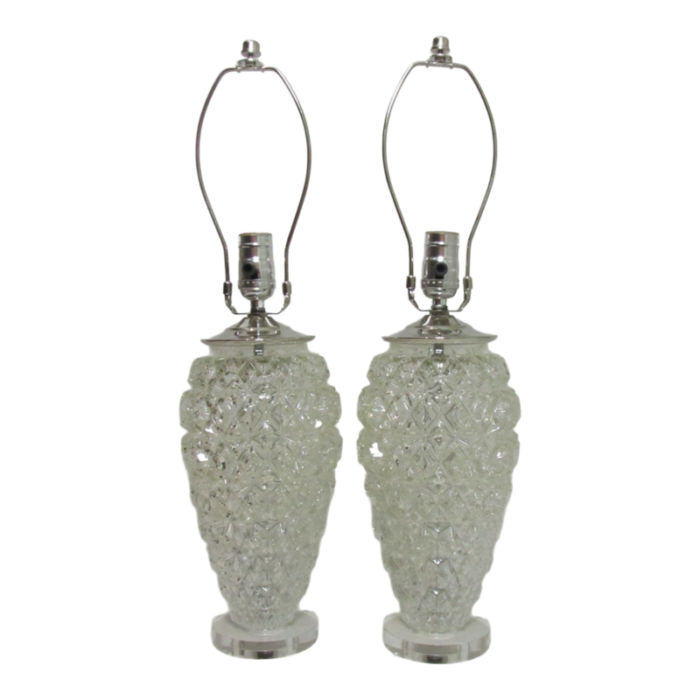 pair of french art deco style glass lamps 9056