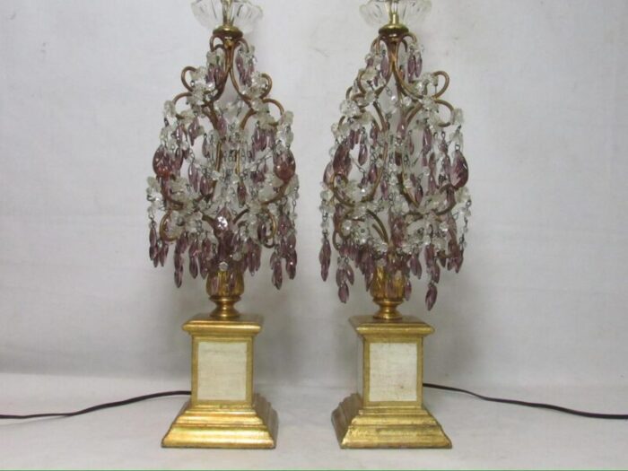 pair of vintage italian beaded lamps 1492