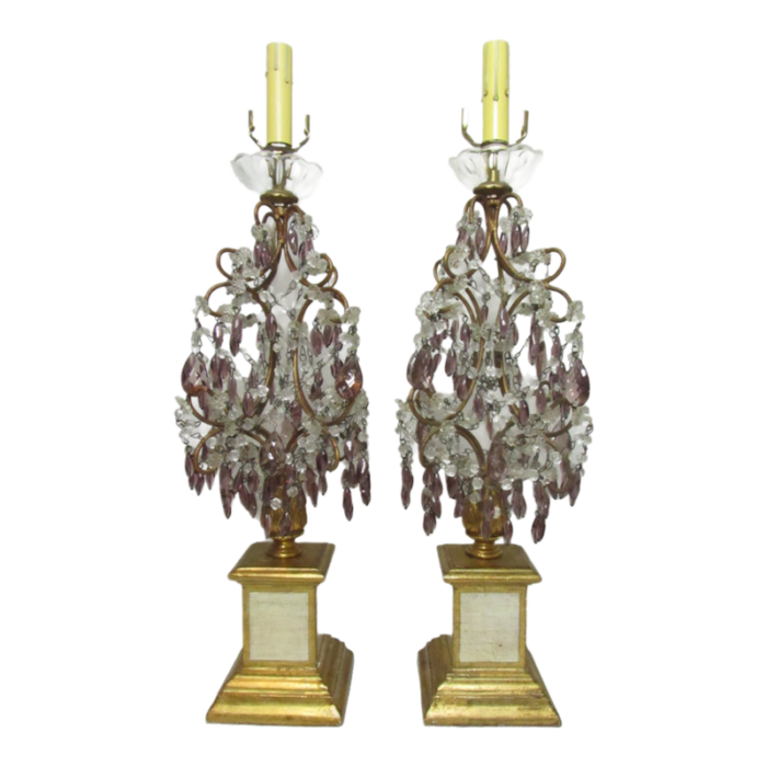 pair of vintage italian beaded lamps 3042