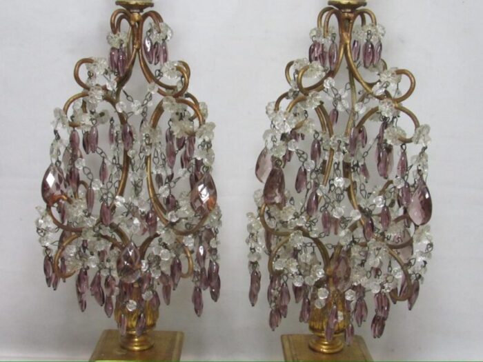 pair of vintage italian beaded lamps 6661