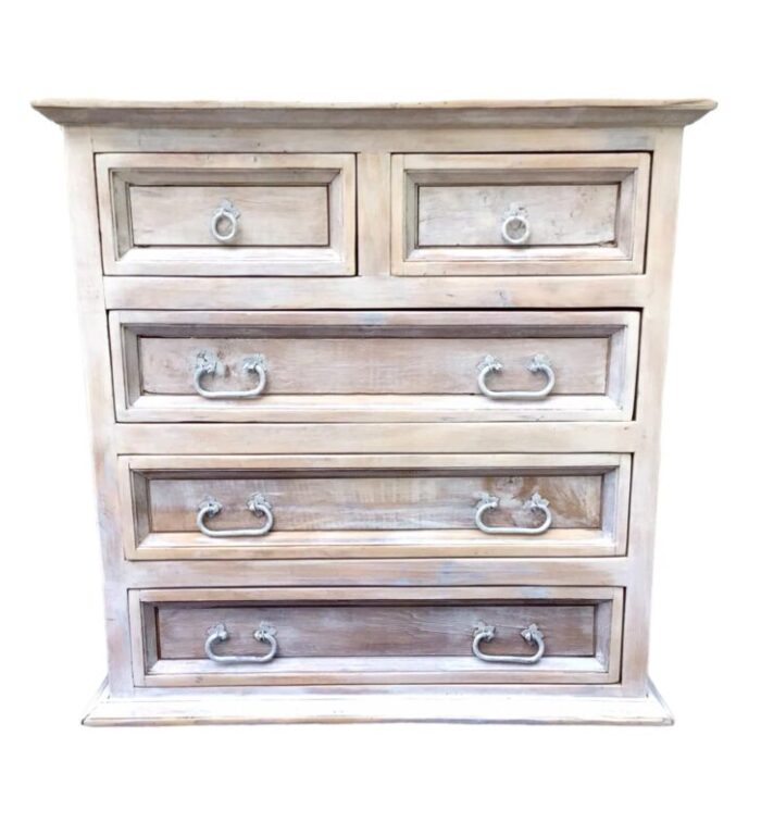 pair of vintage pine chests of drawers or nightstands in coastal white 1033