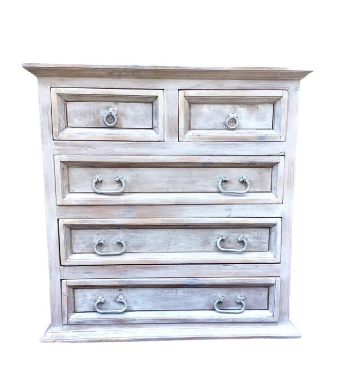 pair of vintage pine chests of drawers or nightstands in coastal white 3472