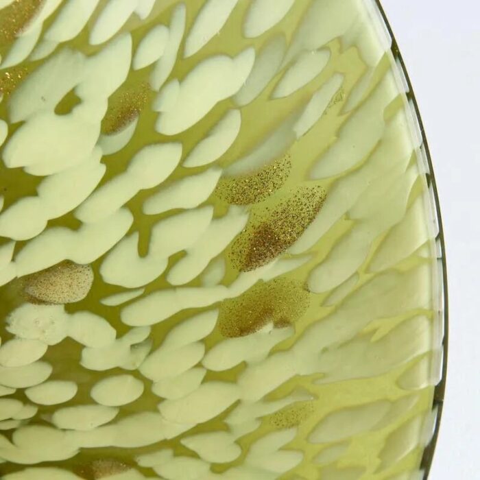 pear shaped covered bowl in khaki green murano glass cenedese italy 4