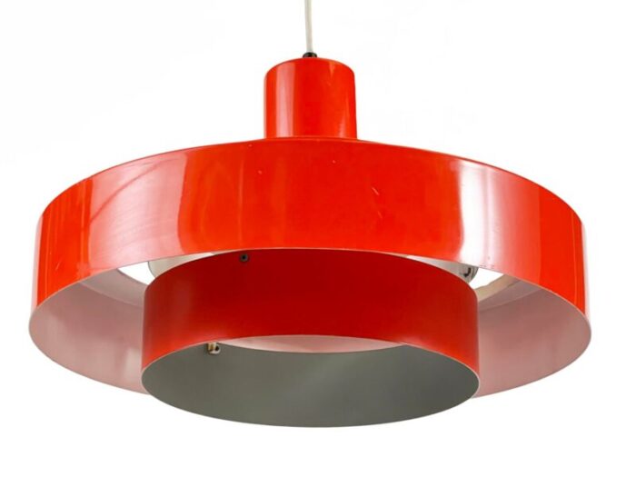 pedant light equator in orange by jo hammerborg for fog and mrup denmark 1960s 1176