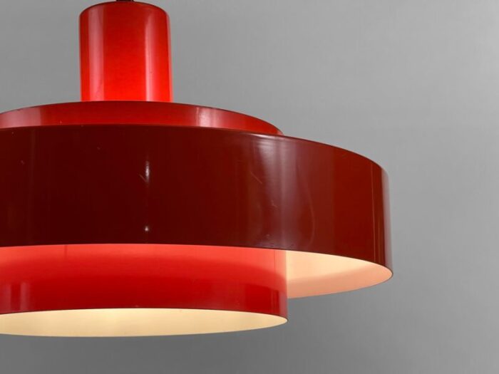 pedant light equator in orange by jo hammerborg for fog and mrup denmark 1960s 1306