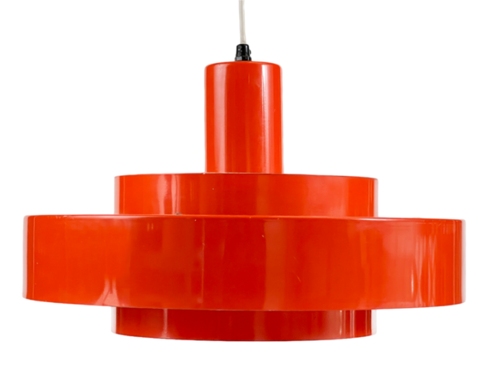 pedant light equator in orange by jo hammerborg for fog and mrup denmark 1960s 4088