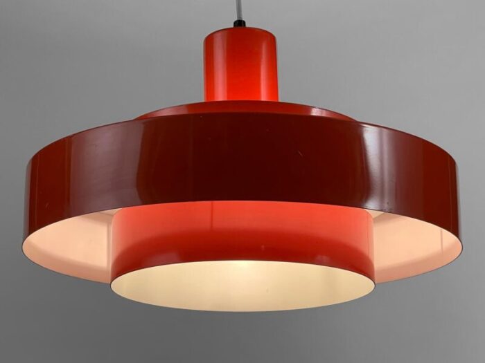 pedant light equator in orange by jo hammerborg for fog and mrup denmark 1960s 7319