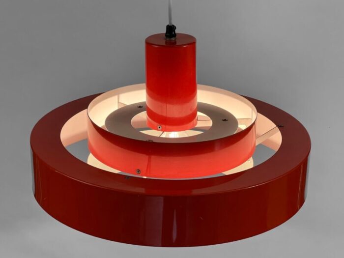 pedant light equator in orange by jo hammerborg for fog and mrup denmark 1960s 9500