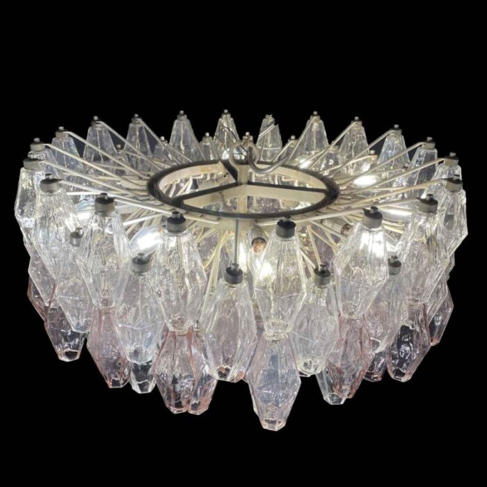 poliedri murano glass chandelier by carlo scarpa for venini 1950s 0150