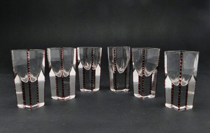 polish vodka shots by niemen glassworks 1930s set of 6 1