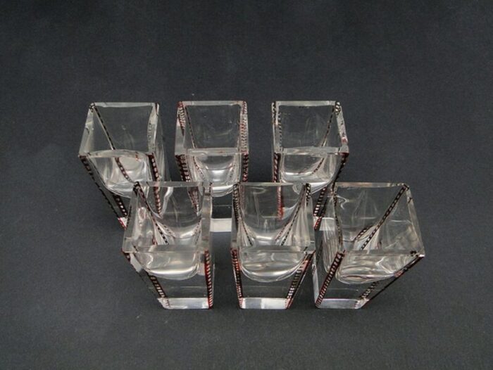 polish vodka shots by niemen glassworks 1930s set of 6 6