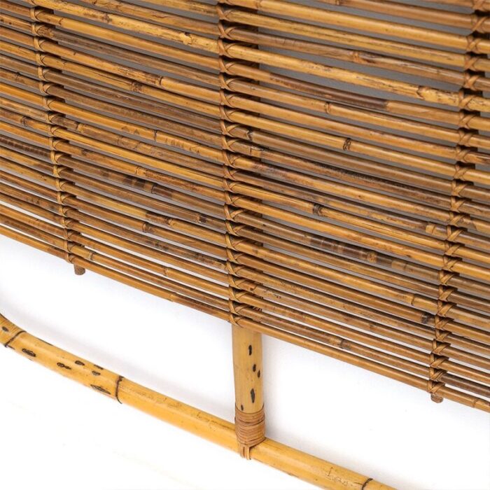 rattan and leather coat rack by tito agnoli for bonacina 1950s 11