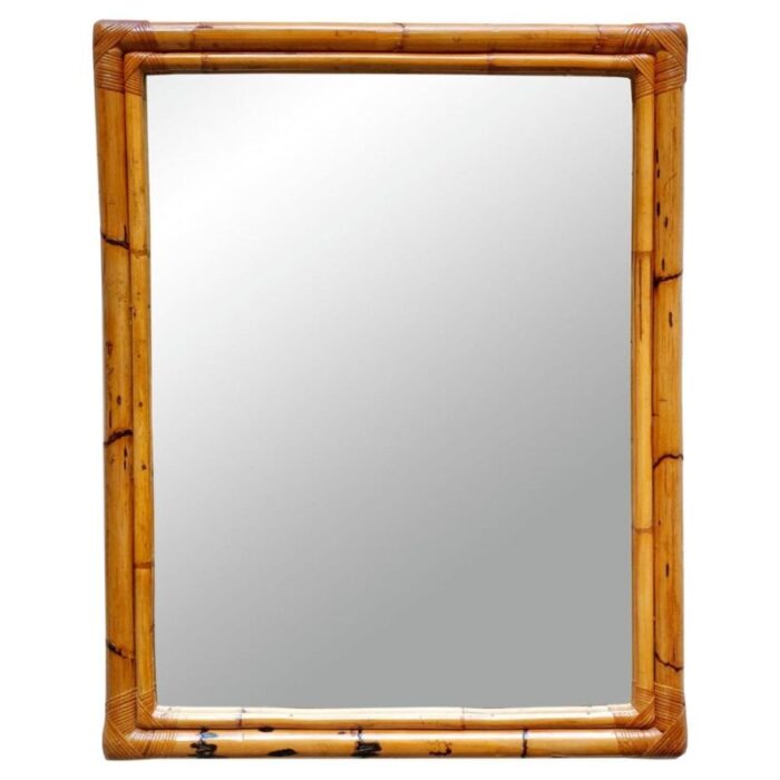 rectangular bamboo wall mirror italy 1960s 7153