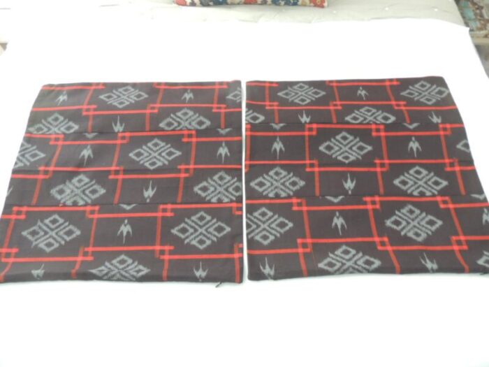 red and black cotton ikat pattern woven bolster pillows covers set of 2 3371