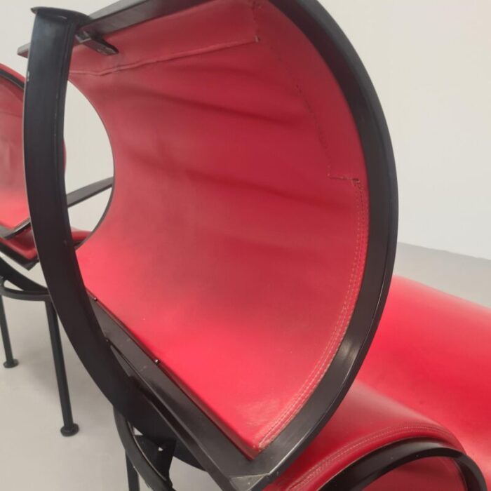 red leather armchairs by carlo forcolini for alias 1986 set of 2 1806