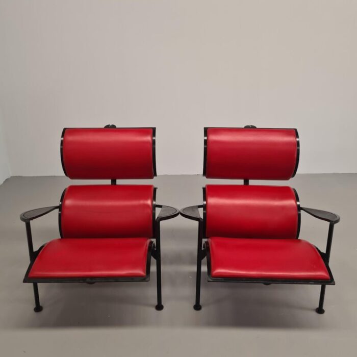 red leather armchairs by carlo forcolini for alias 1986 set of 2 3367