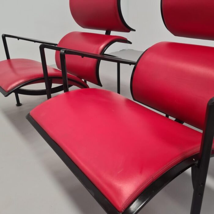 red leather armchairs by carlo forcolini for alias 1986 set of 2 3651