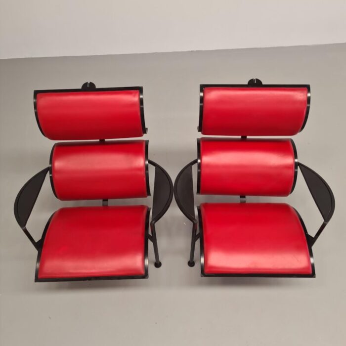 red leather armchairs by carlo forcolini for alias 1986 set of 2 9276