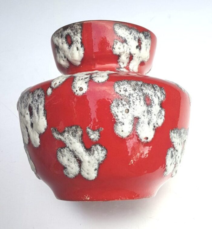 red white fat lava glaze ceramic vase by j emons sons for wgp rheinbach 2