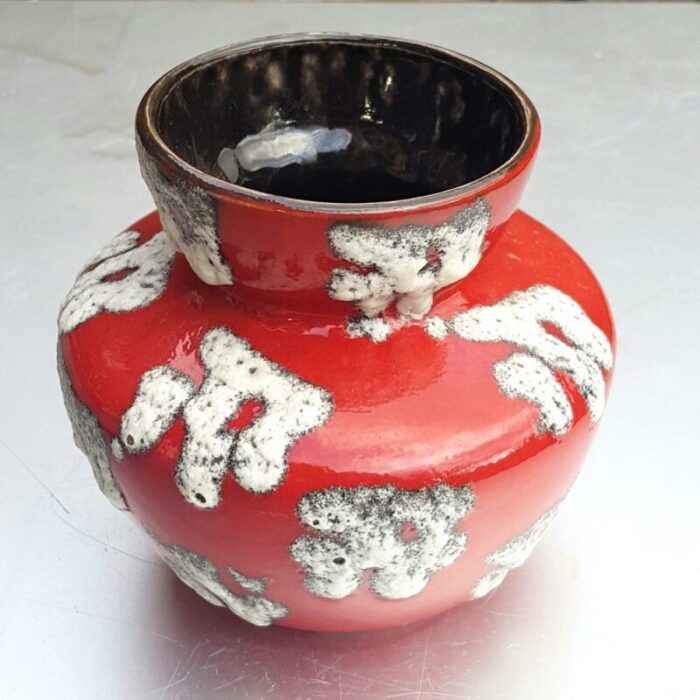 red white fat lava glaze ceramic vase by j emons sons for wgp rheinbach 3