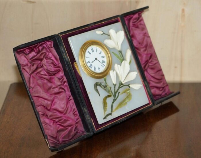 royal warrant clock in case by john d harris marble pietra dura boudoir 2