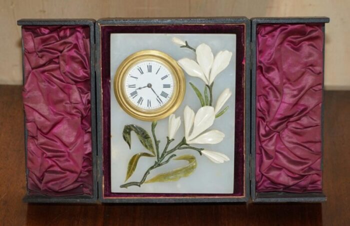 royal warrant clock in case by john d harris marble pietra dura boudoir 3