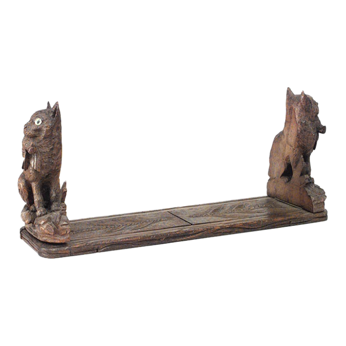 rustic black forest walnut cat bookends 6389