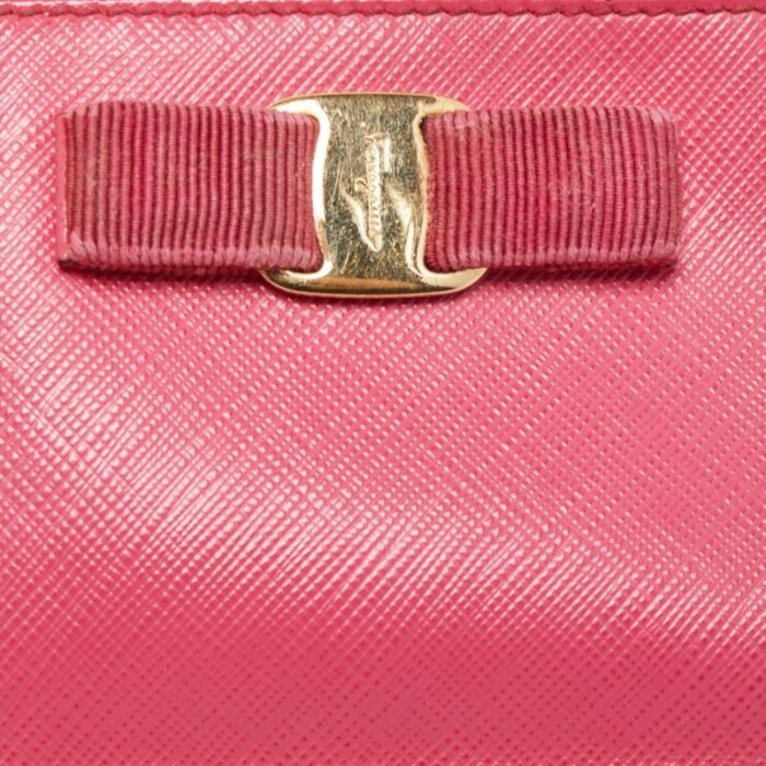 salvatore ferragamo fuchsia leather bow zip coin purse 3912