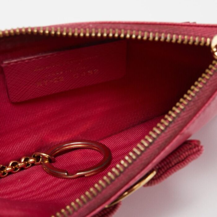 salvatore ferragamo fuchsia leather bow zip coin purse 9713