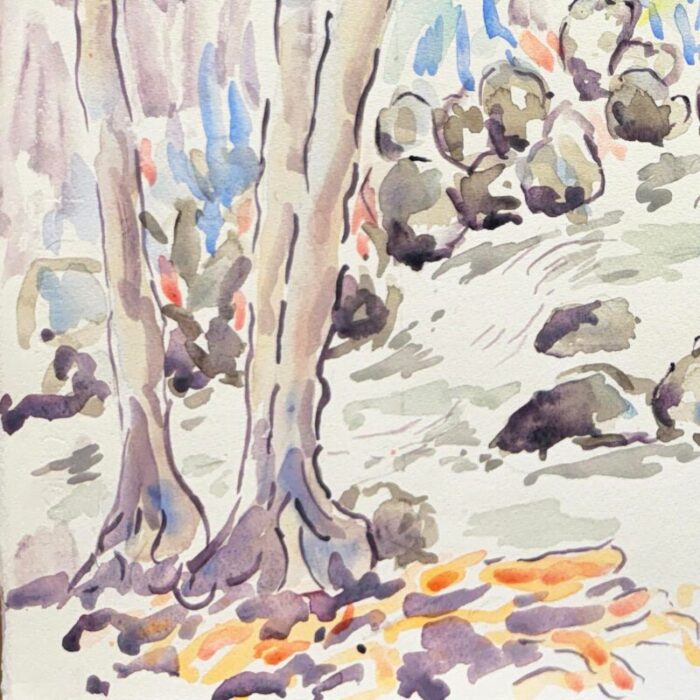 saratoga creek wildwood park by donald geoffroy large watercolor landscape 8308