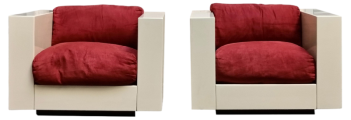 saratoga cube armchairs by massimo vignelli for poltronova italy 1960s set of 2 3527