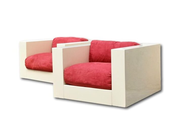 saratoga cube armchairs by massimo vignelli for poltronova italy 1960s set of 2 9686