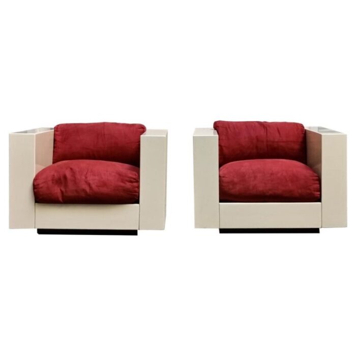 saratoga cube armchairs by massimo vignelli for poltronova italy 1960s set of 2 9916