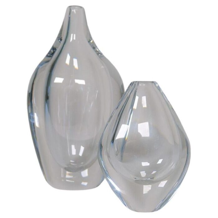 scandinavian modern glass vases by erika lagerbielke for orrefors 1990s set of 2 1