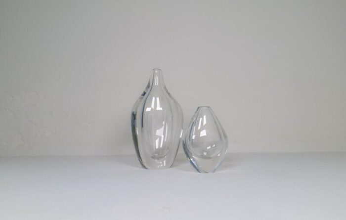 scandinavian modern glass vases by erika lagerbielke for orrefors 1990s set of 2 2