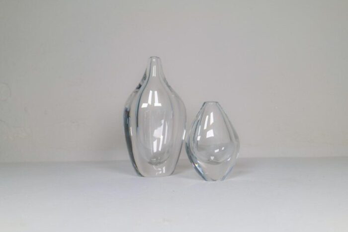 scandinavian modern glass vases by erika lagerbielke for orrefors 1990s set of 2 3