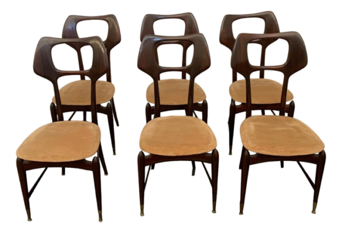 sculptural mahogany chairs 1950s set of 6 4691