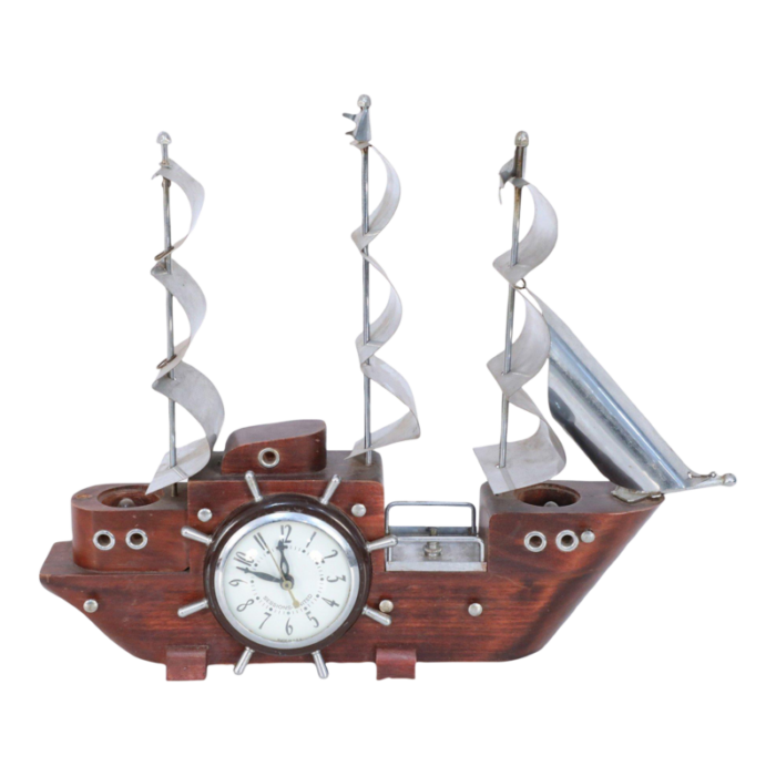 sessions united mid century clipper ship electrified table clock 2243