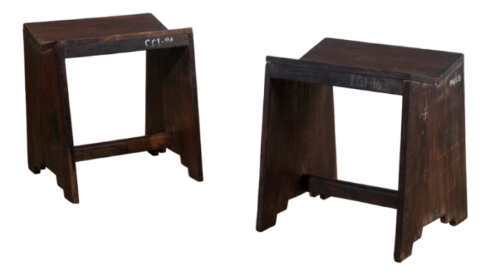 sewing stool by pierre jeanneret 1955 set of 2 7196