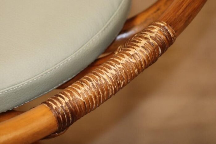 side chairs in rattan and leather by bernard govin for eguizier 1970 set of 2 4221