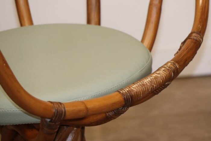 side chairs in rattan and leather by bernard govin for eguizier 1970 set of 2 7896