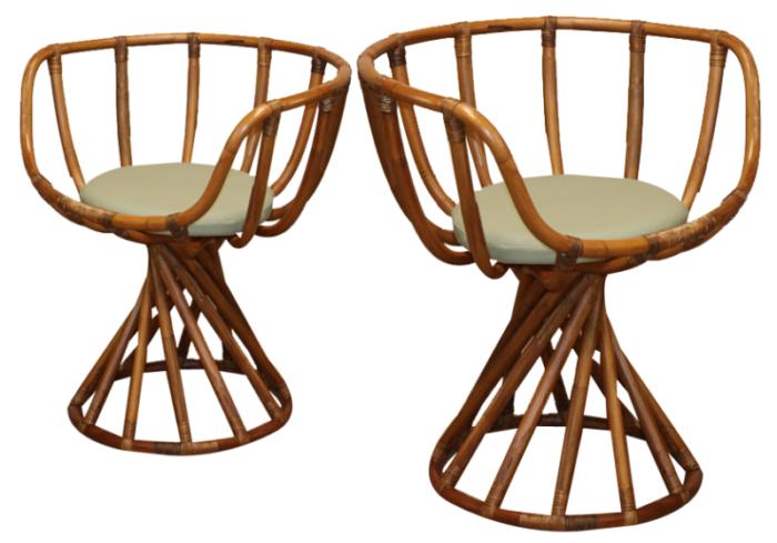 side chairs in rattan and leather by bernard govin for eguizier 1970 set of 2 7907