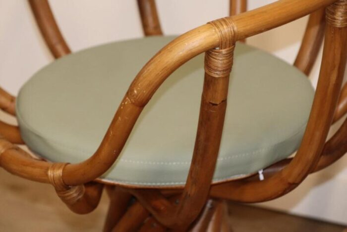 side chairs in rattan and leather by bernard govin for eguizier 1970 set of 2 9094