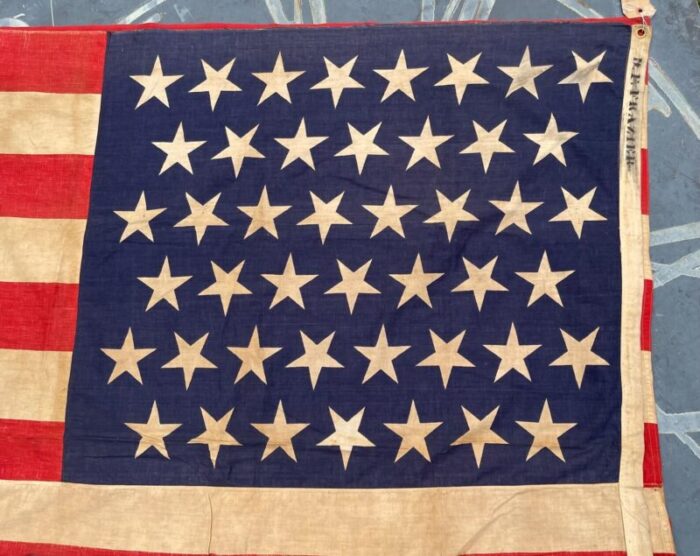 signed 45 star antique soft cotton american flag 1896 with dancing star configuration 0317