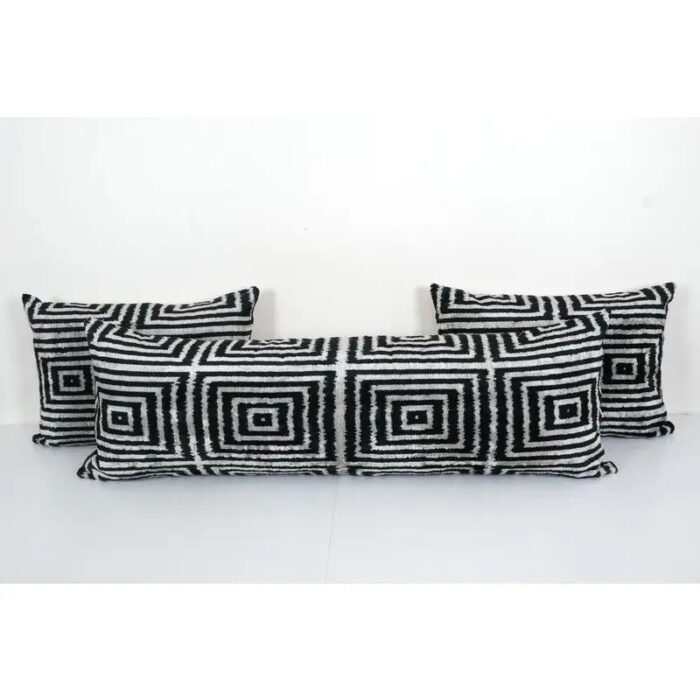 silk and velvet ikat cushion covers set of 3 1