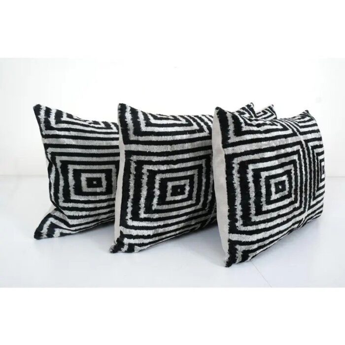 silk and velvet ikat cushion covers set of 3 2