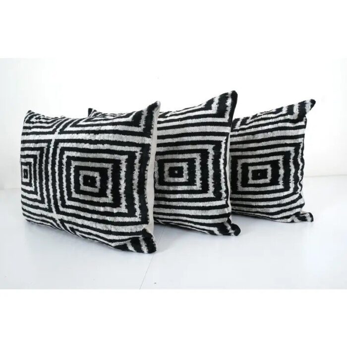 silk and velvet ikat cushion covers set of 3 3