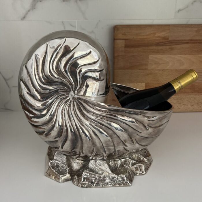 silver plated nautilus shell wine cooler 6173